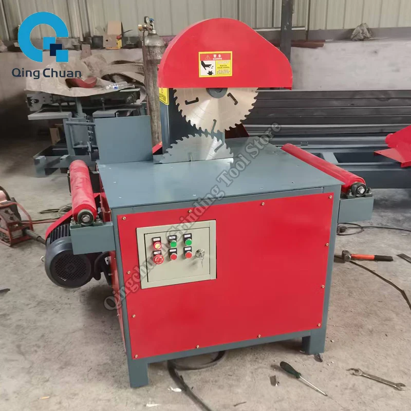 Woodworking Circular Saw Machine Dual Motors 7.5Kw x 2 Wood Cutting Log Board Manual Push Saw Equipment