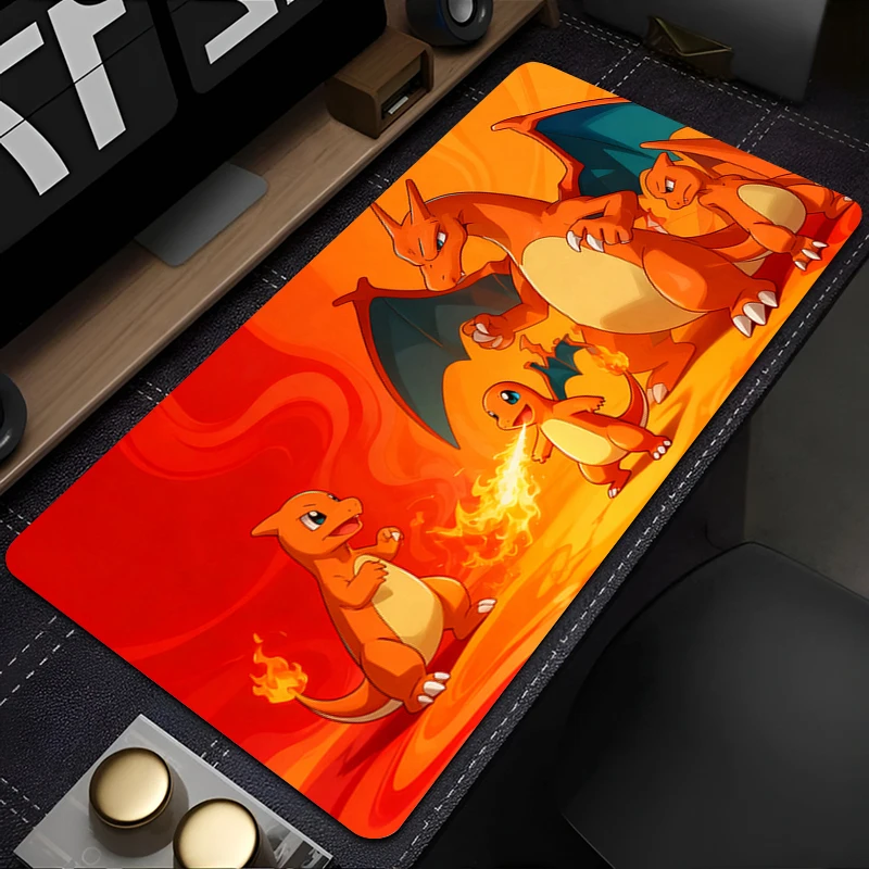 Mouse Pad Lock Edge Gamer Gaming Accessories Varmilo Keyboard Pad Computer Rubber Desk Mat Carpet P-Pokemons Charizard Mousepad