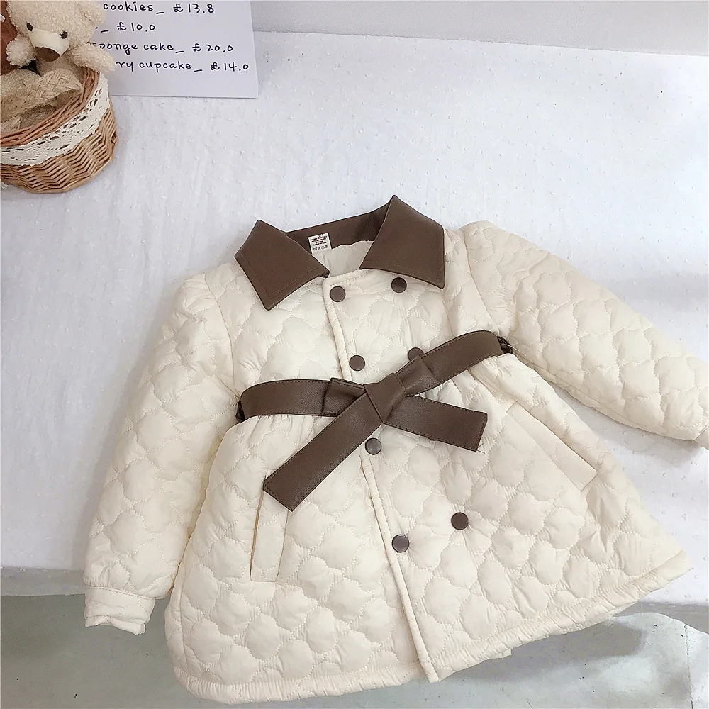 Down Girls Cotton Coat New Winter Children Clothing Baby Turn Down Collar Printing Warm Soft Lively Loose Casual Button