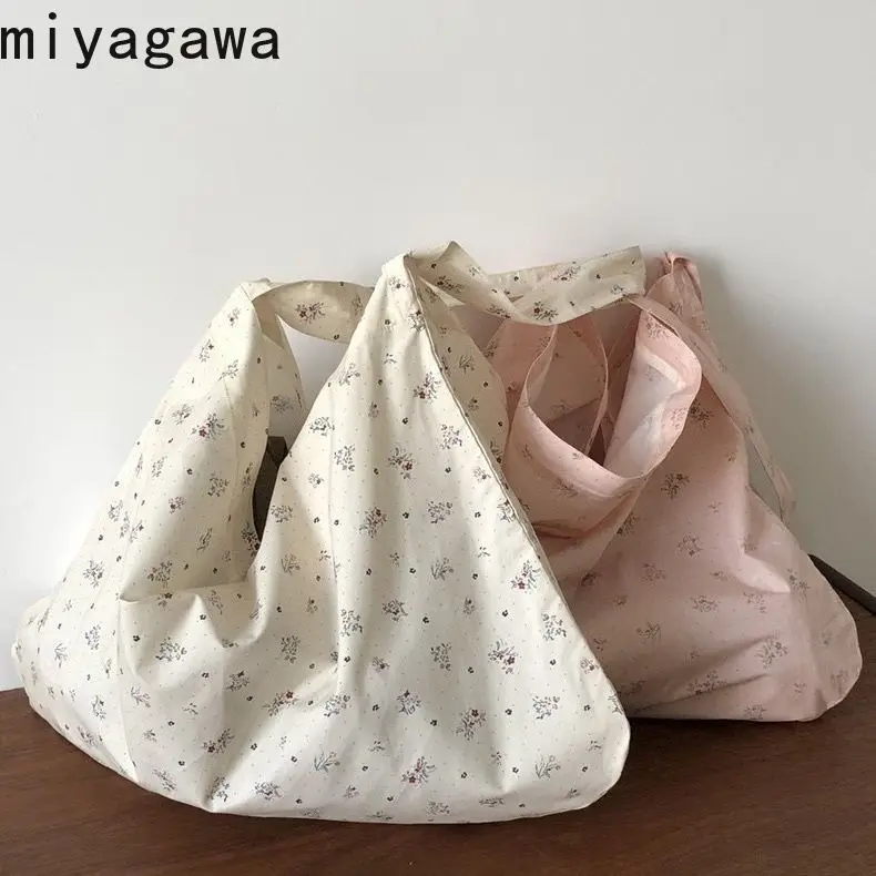 

Miyagawa Korean Floral Versatile Casual Cloth Bag Environmentally Friendly Shopping Bags for Women 2024 New