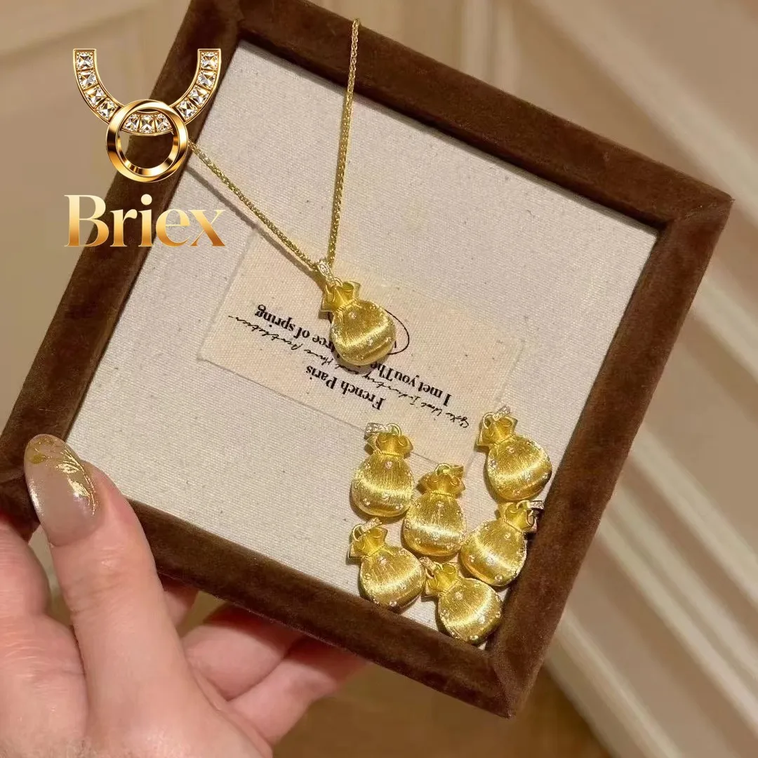 

Briex Jewelry Real 18K Gold Lucky Bag Pendant for Woman Luxury AU750 Pendant Necklace Fine Jewelry High-quality Banquet Gift