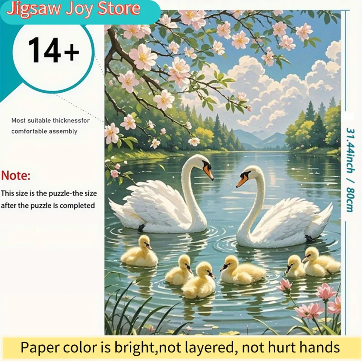 

1200pcs Extra-large Jigsaw Puzzle200pcs Swan Family Puzzle for Living Room Decor, 60x80cm, Durable Cardboard, Vibrant Colors,