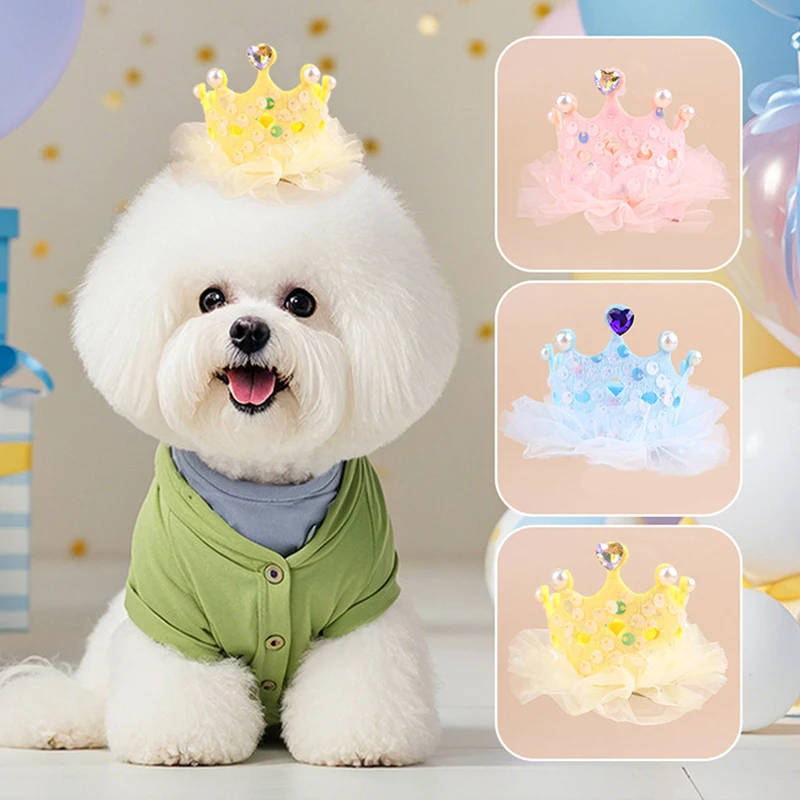 Mahkota Ulang Tahun Hewan Peliharaan Perlengkapan Properti Fotografi Berdandan Ulang Tahun Anjing Topi Baja Mahkota Hewan Peliharaan Lucu Pakaian Hewan Peliharaan Putri Persediaan Hewan Peliharaan