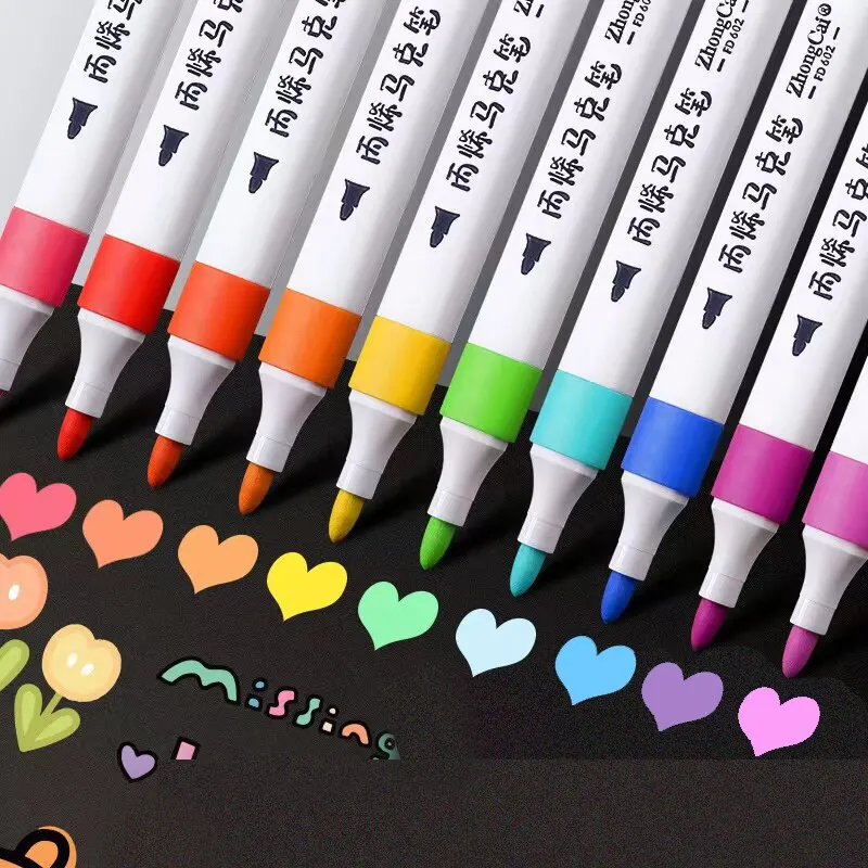 Acrylic Paint Pens Markers Permanent 24 Colors Fine Tip For Rock Wood Glass Fabric Paper Ceramic Stone Arts And Crafts For Adul