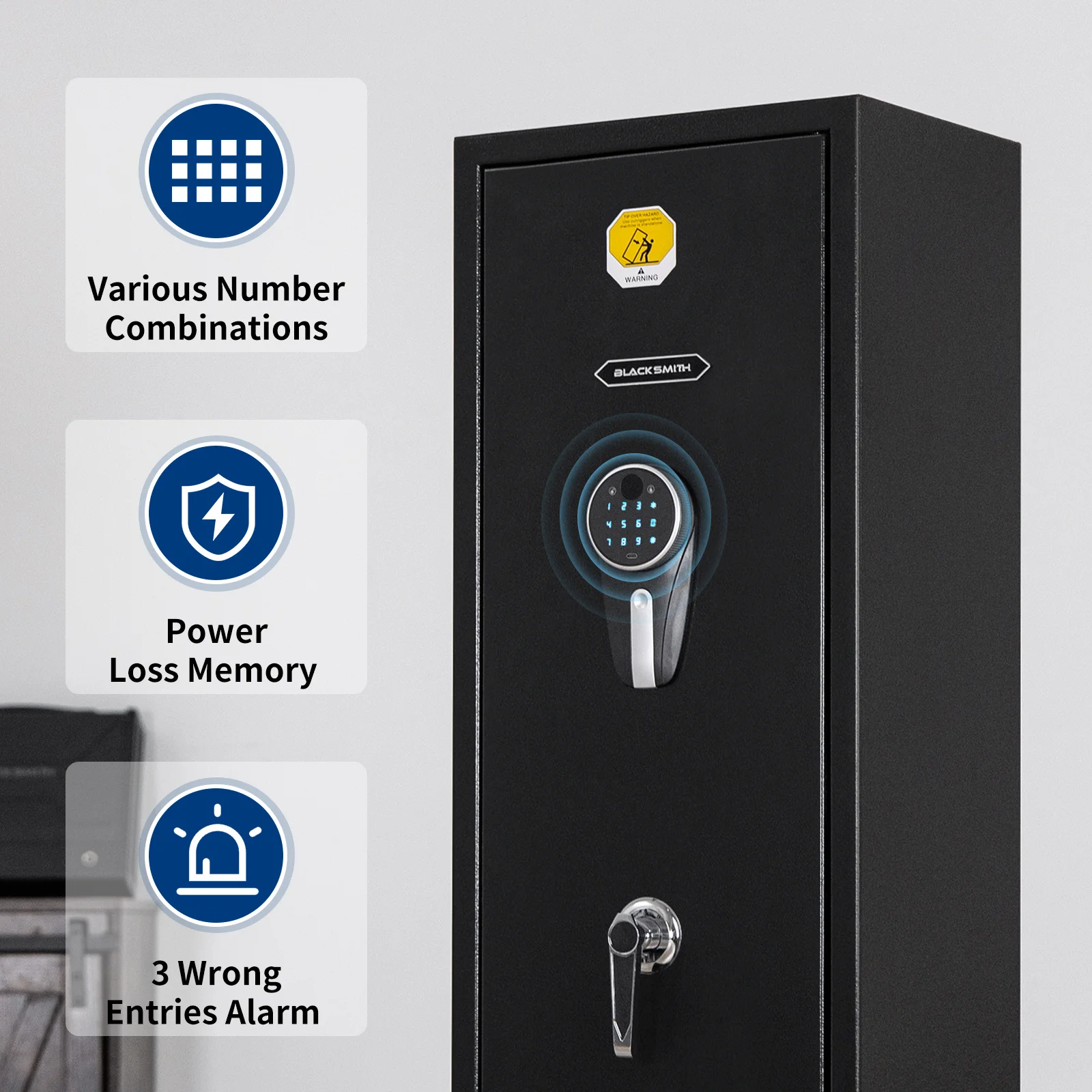 BlackSmith SE0106 Rifle Safe for Home Quick Access Long Gun Rifle Safe with Digital Keypad and Key Unlock Rifle Gun Safe