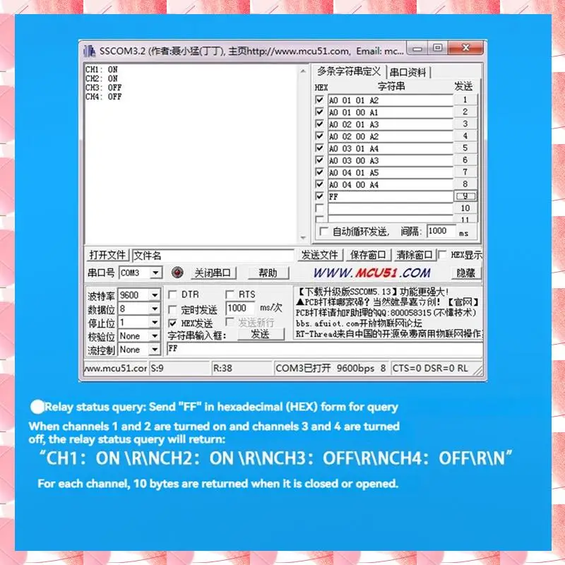 JAJA 12V 30A 4CH Módulo de relé USB Módulo de relé USB-C integrado CH340T Chip USB-Computador Porta serial Interruptor de controle inteligente