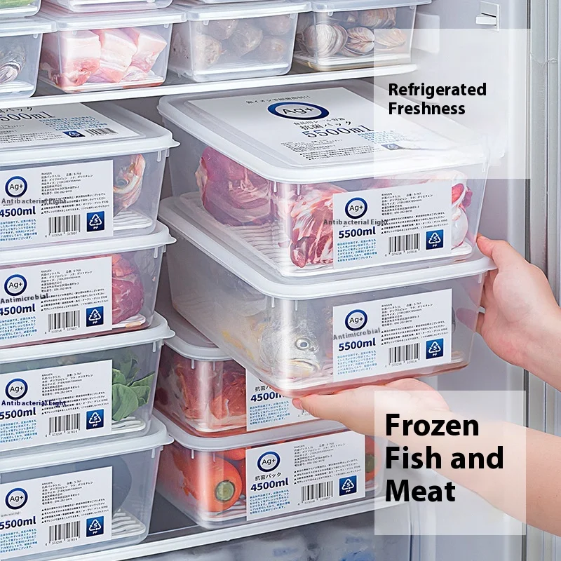

Freezer Containers with Lids Airtight - BPA-Free Plastic Food Storage Organizer Boxes, Stackable Fridge Bin for Meat, Fruit