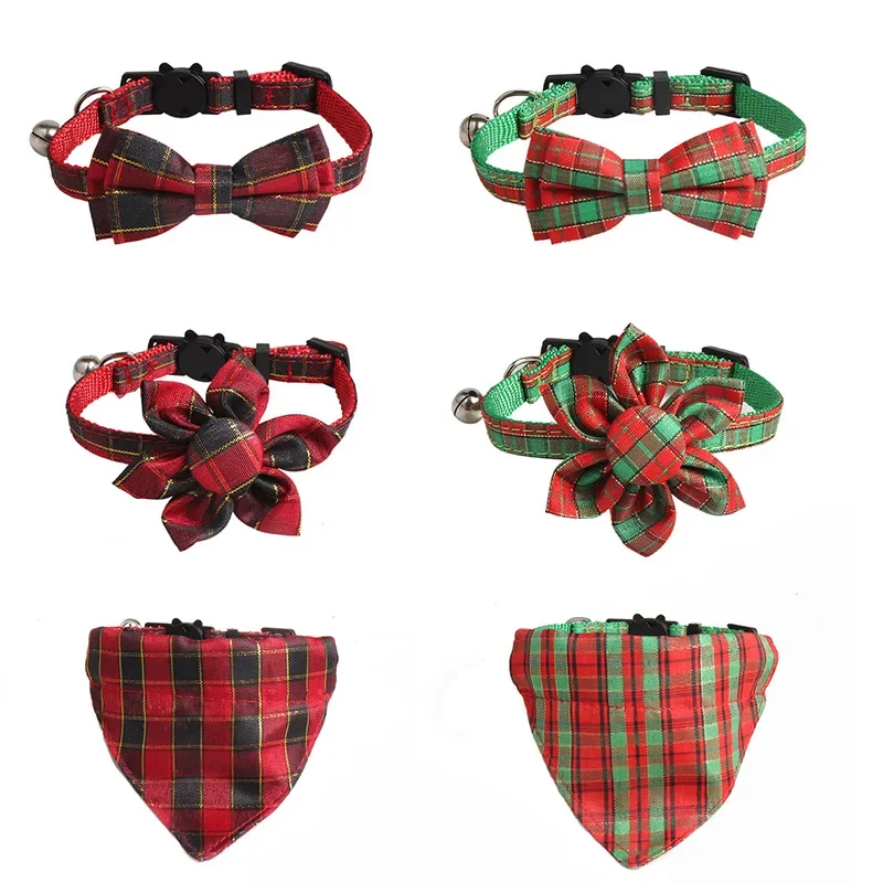 Pet Accessories Christmas Series Bow Sun Flower Triangle Scarf Collar Cat and Dog Accessories Holiday Atmosphere Supplies