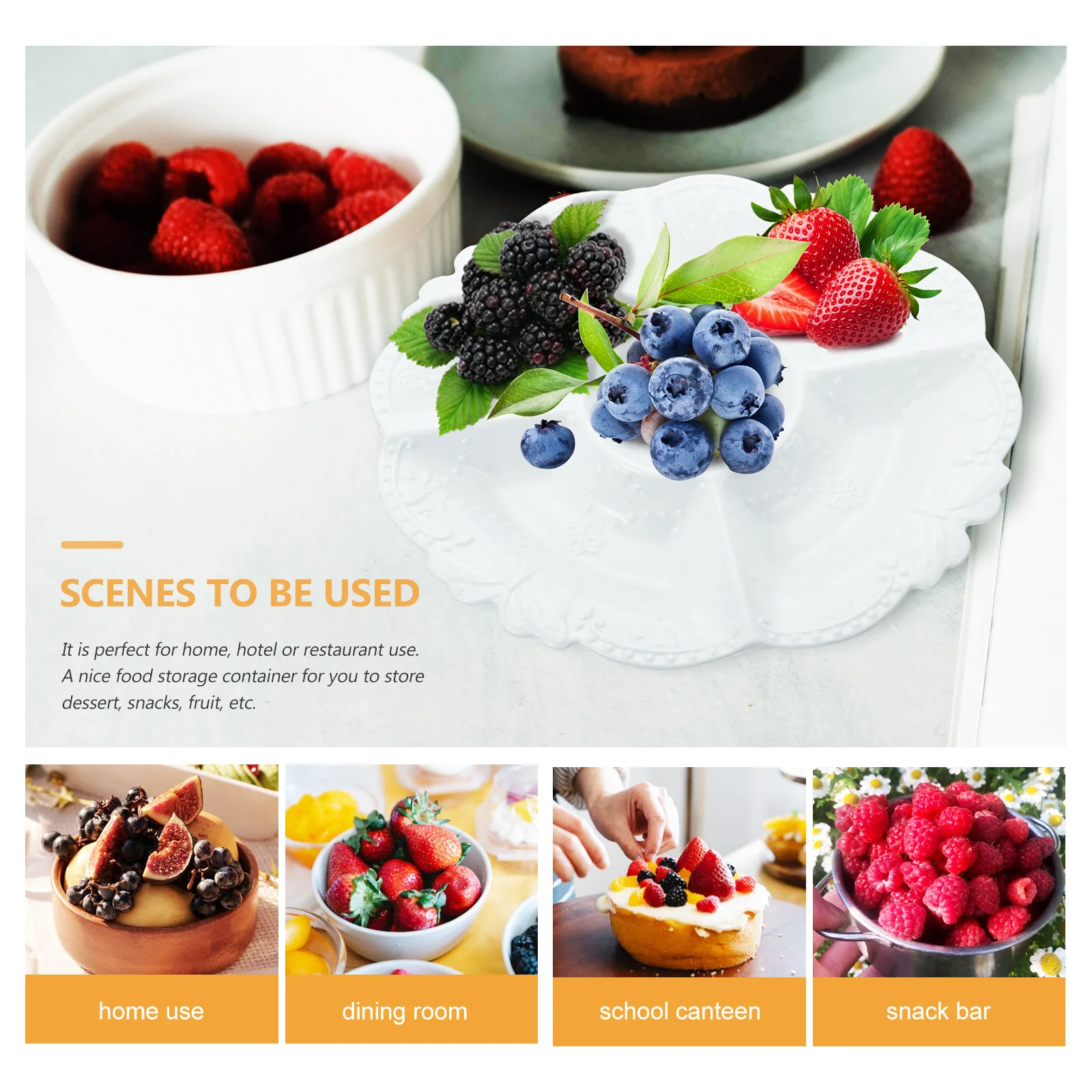 

Ceramic Fruit Plate European Style Food Storage Container Premium Material Dessert Snack Holder Bright Color Smooth Surface Home