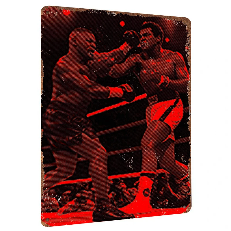 Vintage Boxing Match Metal Tin Sign Sports Theme Wall Art Decor for Home Bar Man Cave