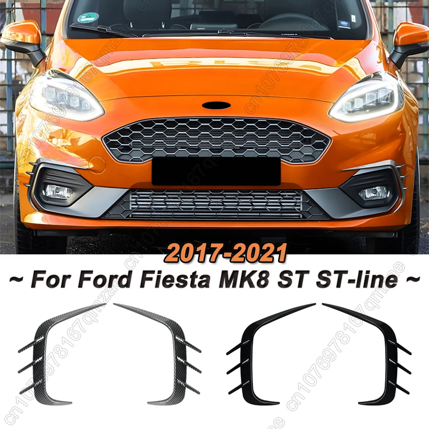 

Front Bumper Fog Light Lower Grille Frame Spoiler Splitter For Ford Fiesta MK8 ST ST-line 2017-2021 ABS Gloss Black Body Kits