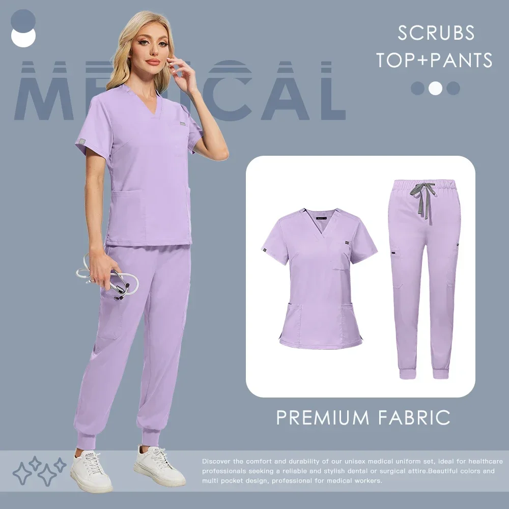 Hot Sale Popular Doctor Uniforms Medical Nurse Scrubs Set Women Men Hospital Nursing Work Clothes Jogger Set Surgical Workwear