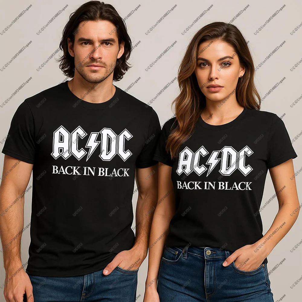 جديد فتاة تي شيرت المعادن الثقيلة الموسيقى الفرقة ريترو روك للجنسين المحملة القطن الحفل التيار المتناوب/تيار مستمر علوي اليوغا الكلاسيكية تي شيرت الشباب هدية مروحة ACDC