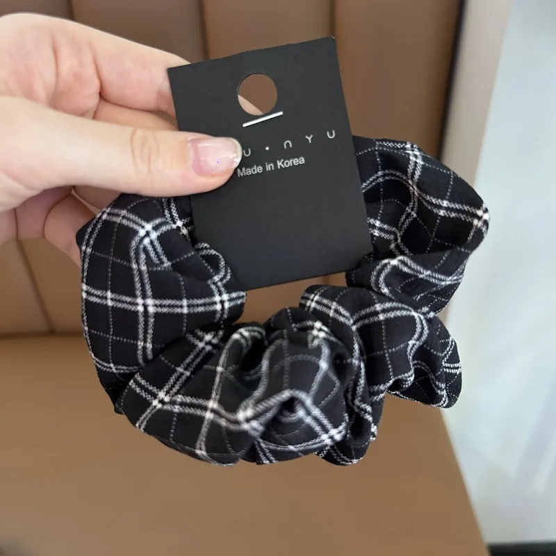 korea Fashion Plaid Scrunchie for women elastic hair bands  girls big hair tie ladies ponytail holders hair rope accessories