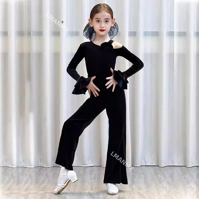 

Платье для латинских танцев для девочек, осень/зима 2022, новые детские элитные тренировочные платья в западном стиле