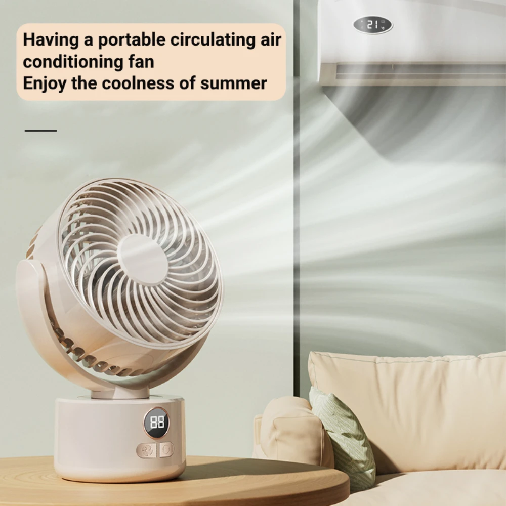 مروحة تخييم قابلة لإعادة الشحن لسطح المكتب، محمولة، شاشة رقمية، مروحة كهربائية 360 درجة °   مراوح واقفة للرأس قابلة للدوران مع حامل ثلاثي القوائم