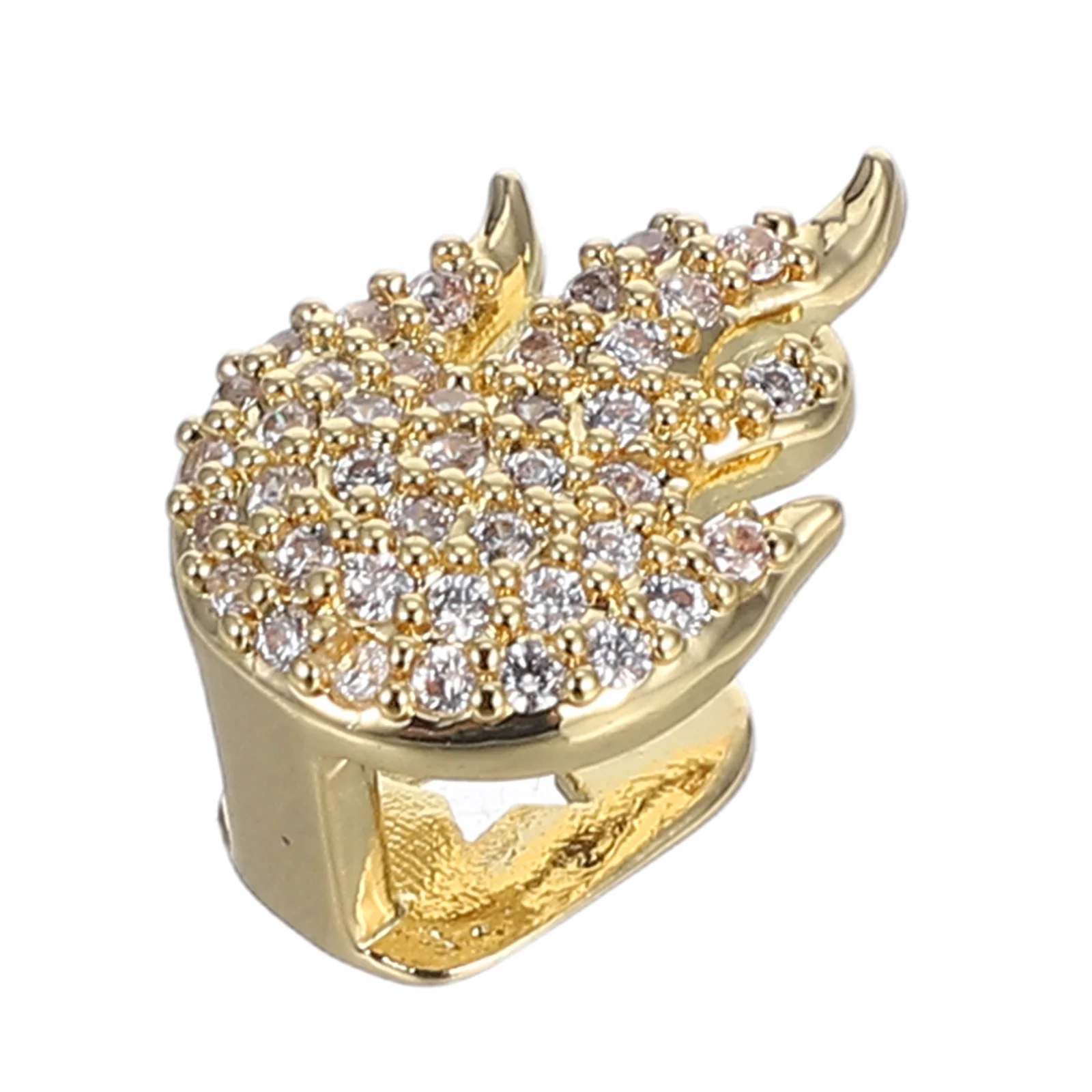 

Flame Shaped Golden Tooth Cap: Copper Rhinestone Hollow Design Hip Hop For Party Stage Performance Men Women Mouth