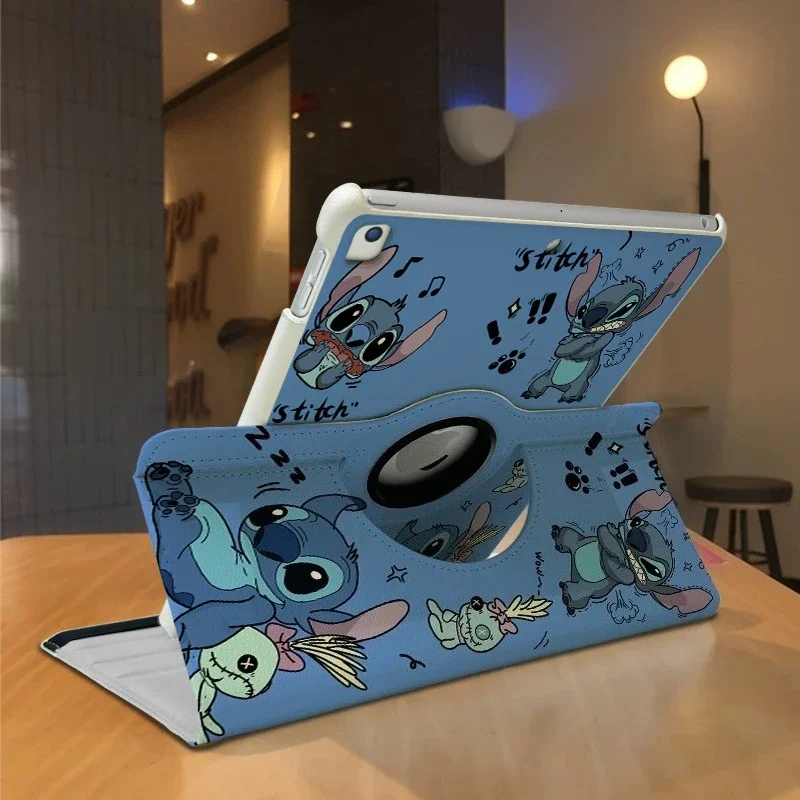 

360 ° Rotating Ipad Case for 2025 A16 11th Pro 11in Cartoon Stitch Case for 10th Generation 10.9in Air6 7 11in Tablets Cover