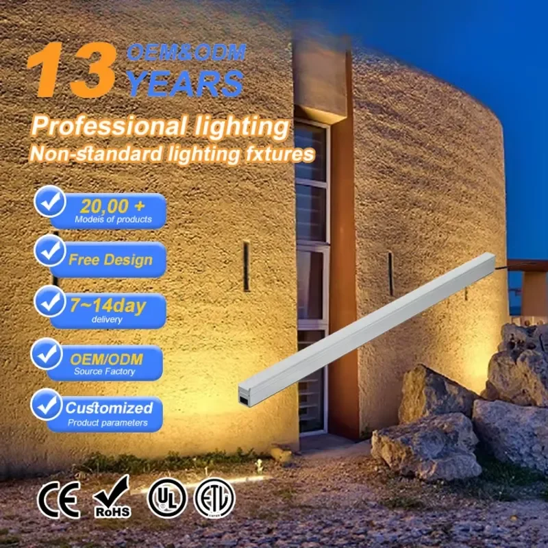 Colorful 24W RGB COB LED Linear Strip Lights IP65 Waterproof Recessed Aluminum Wall Washer Light Remote Control for Ceiling