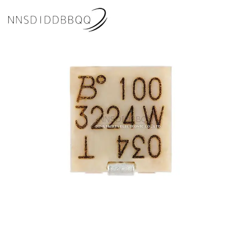 1PC 3224W-1-100E 10R ± 10% ± 100ppm/℃ 3224 Potenciômetro de Precisão Ajustável Resistor Componentes Eletrônicos