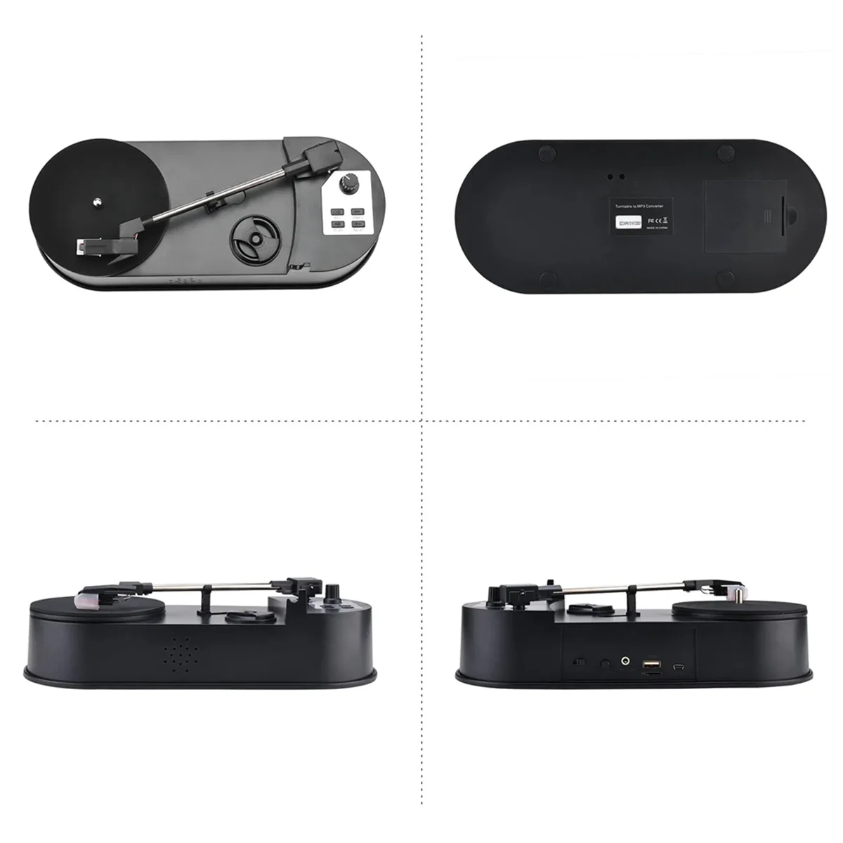 

Portable Phonograph 33/45RPM Turntable Player Converter Save Vinyl Music Records to MP3 TF Card/USB Built in Speaker -B12B
