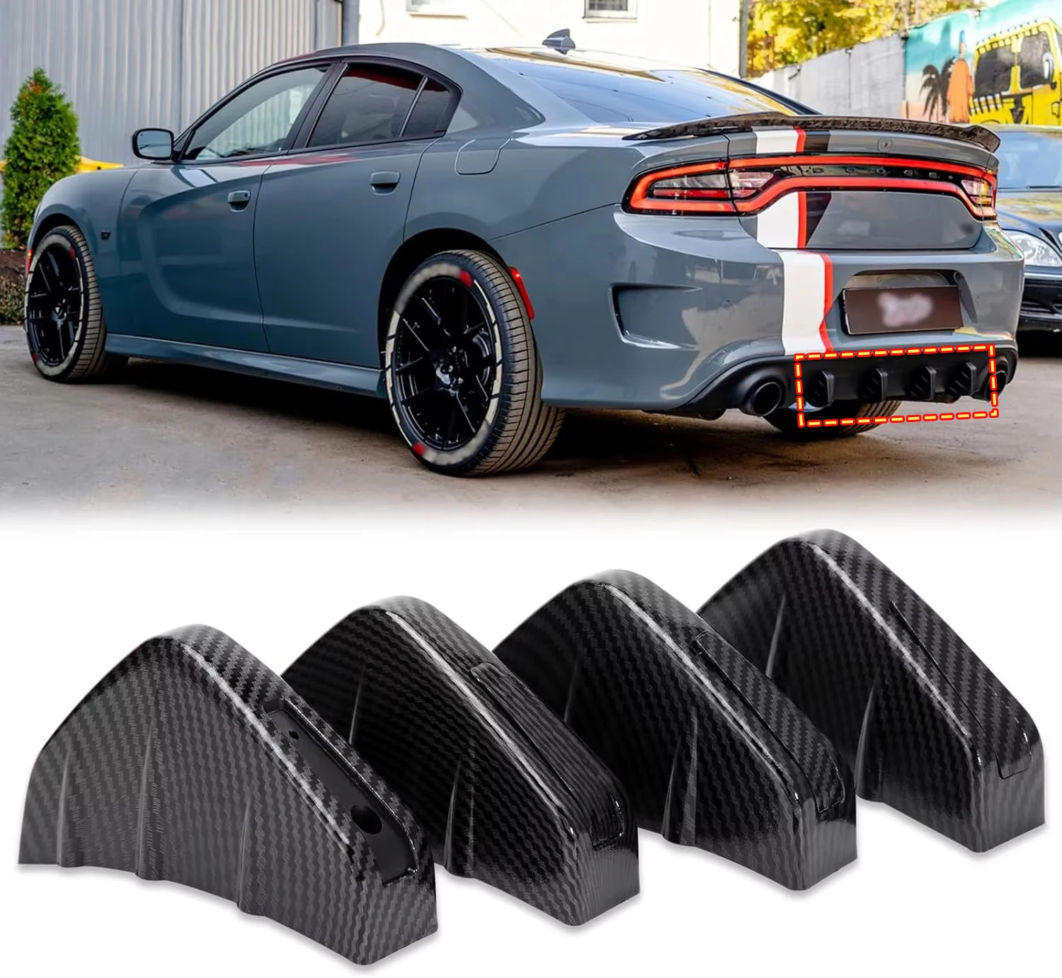 4 teile/satz Auto Hinten Unteren Stoßstange Lip Diffusor Spoiler Shark Flossen Flügel Splitter Spoiler Universal Auto Geändert Zubehör