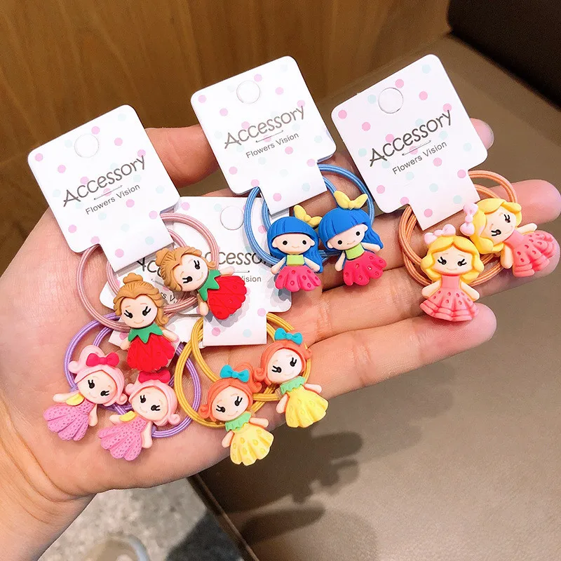 2Pcs/lot New Cute Cartoon Princess Headwear Kids Elastic Hair Bands Children Ropes Girls Accessories Baby Headdress