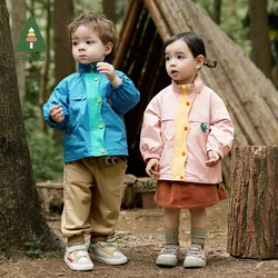 Amila Baby Coat 2023 Autumn New Warm And Windproof Colorful Printing Stand Up Collar Girls And Boys  Outerwear Kid's Clothes