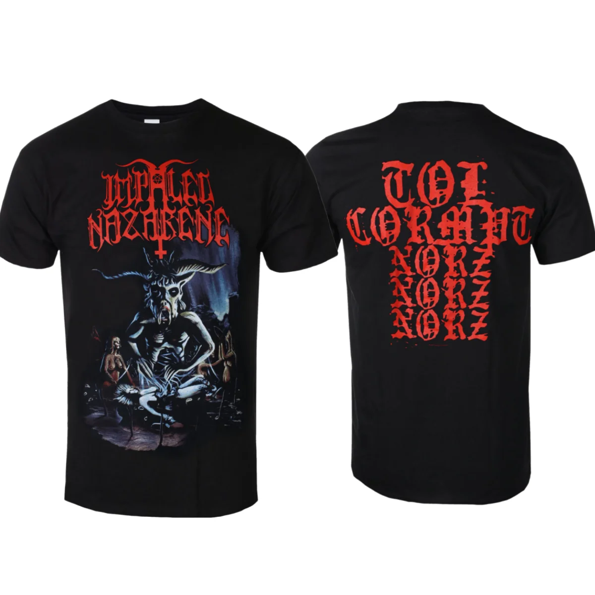 Impaled Nazarene Tol Cormpt Norz Norz Norz Perkele Bedrucktes Baumwoll-T-Shirt, Unisex, Street Casual Sports Style Classic Band T-Shirt