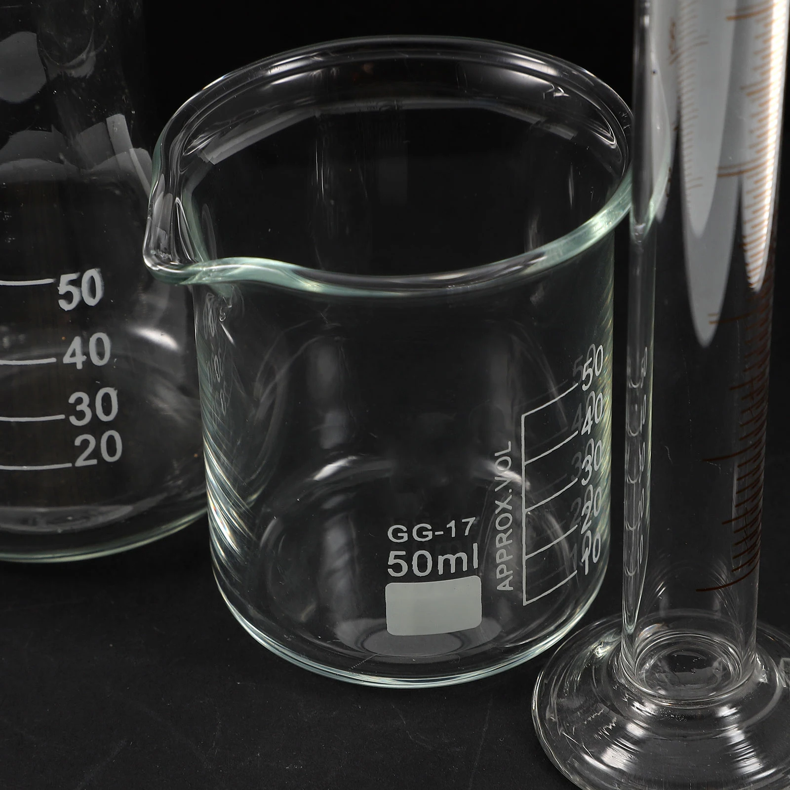 3 Pcs Laboratory Beakers Experiment Kit Test Tubes Graduated Cylinder Conical Glass Measuring