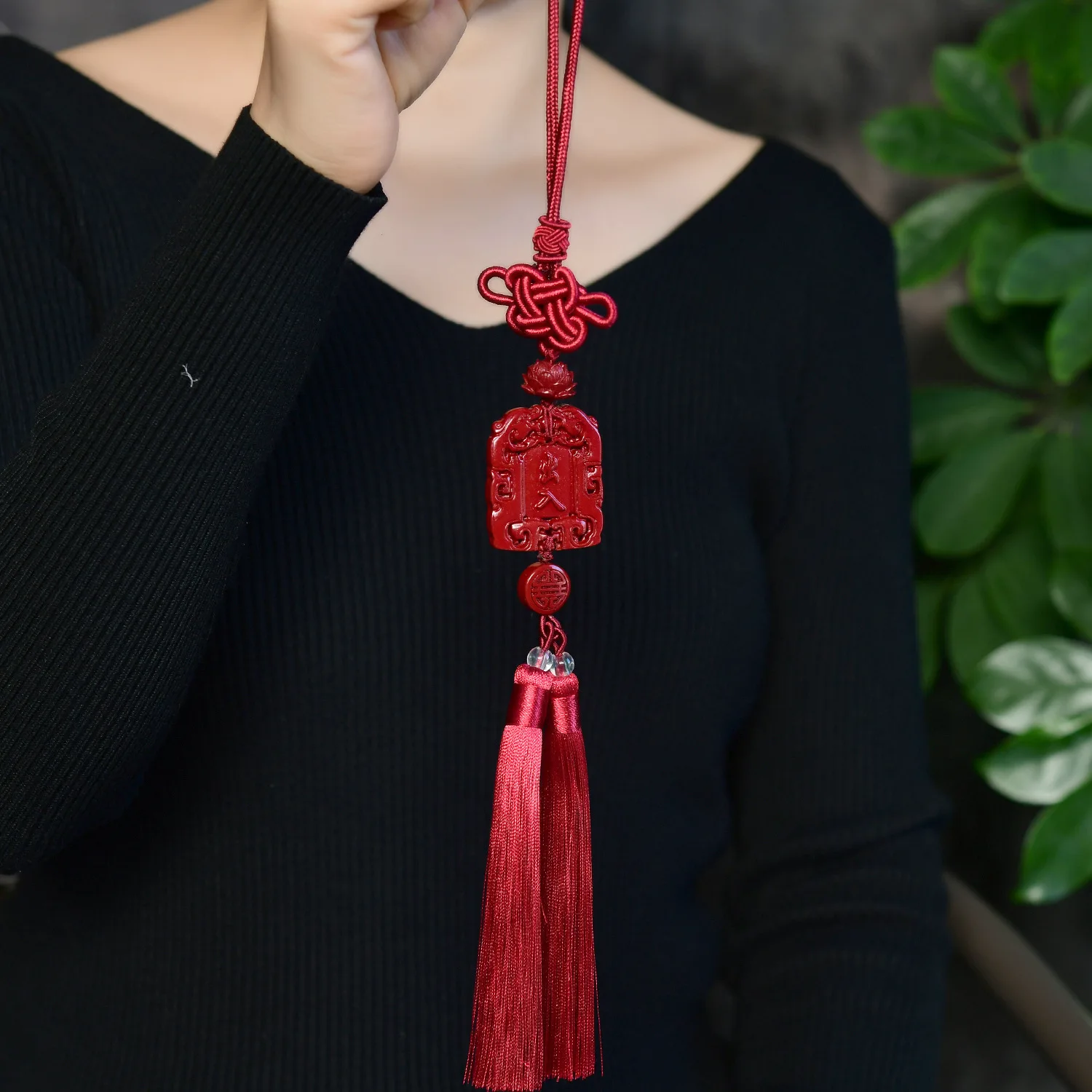 

Purple Gold Sand Cinnabar Car Hanging Chinese Knot Ping An Popular Car Hanging Men's and Women's Rearview Mirror Pendant Pendant