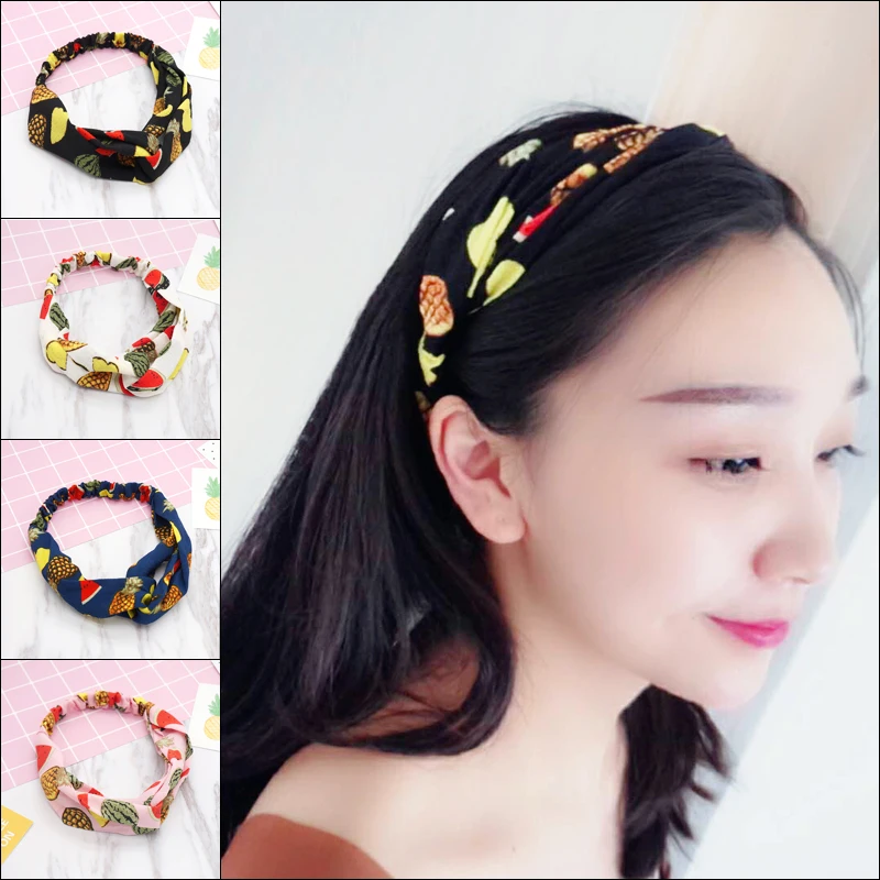 

2022New Headbands for Women Girls Hair Bands Print chiffon Vintage Cross резинки для волос Scrunchies Hair Accessories