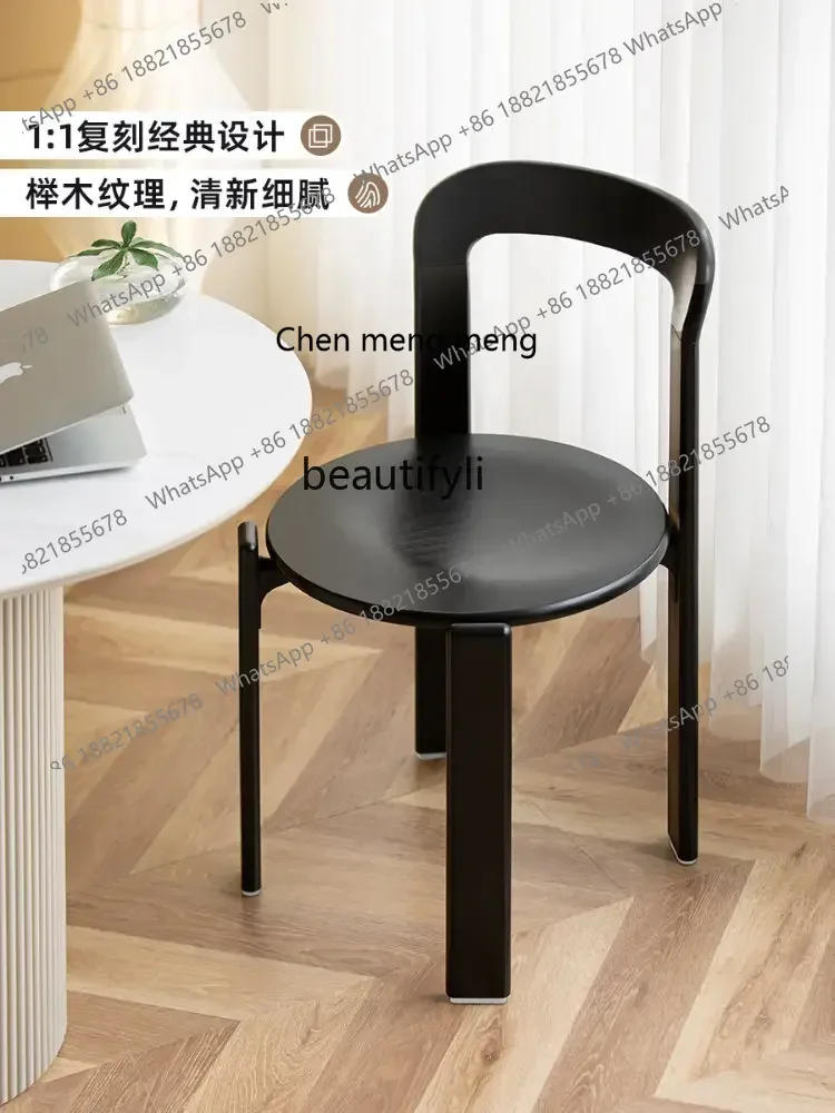 

ss7486 Nordic Style Retro Design Solid Wood Dining Chair Household Dressing Stool Dining Chair Light Luxury Stool
