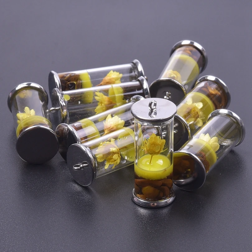 10pcs/Lot Bottle Resin Yellow Flower Pendant DIY Jewelry Making Keychain Earrings Keepsake Plant Charm Pendant Handmade Material