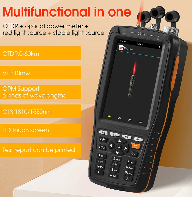 

COMPTYCO AUA28U Mini 60KM Fiber Optic OTDR Optical Fiber Reflectometer Built in VFL with FC SC Touch