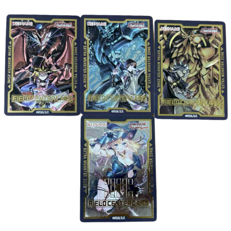 Yu Gi Oh 4Pcs/Set Field Center Cards Yugi Muto BMG Anime Game Characters Classic Self Made Series Collect Rough Flash Cards Toy