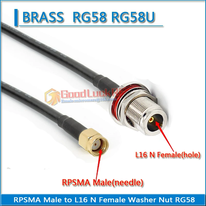 L16 N Female Waterproof Washer Nut to RP-SMA RPSMA SMA Male Female Pigtail Jumper RG58 RG-58 Extend Cable RF Connector Adapter