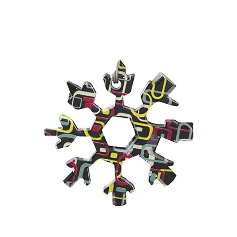 Portatile 18 In 1 Mini fiocco di neve Multi tasca strumento chiave chiave esagonale campo multiuso sopravvivere escursione all'aperto portachiavi portachiavi