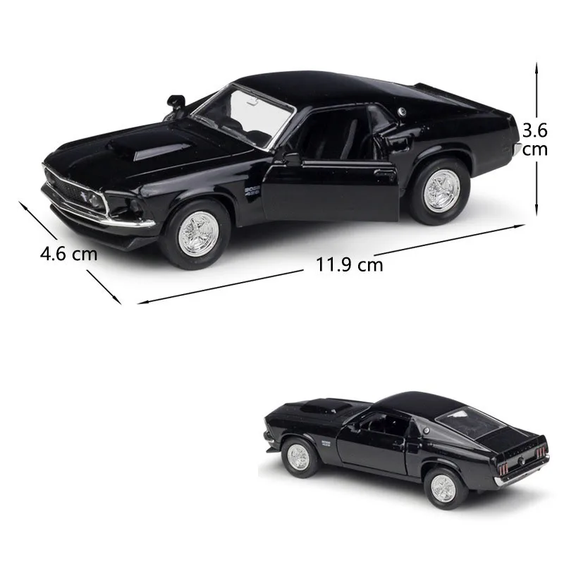 1/36 1969 Ford Mustang Boss 429 Toy Car Model Simulation Alloy Diecast Vehicle Miniature Pull Back Collection Children Gifts