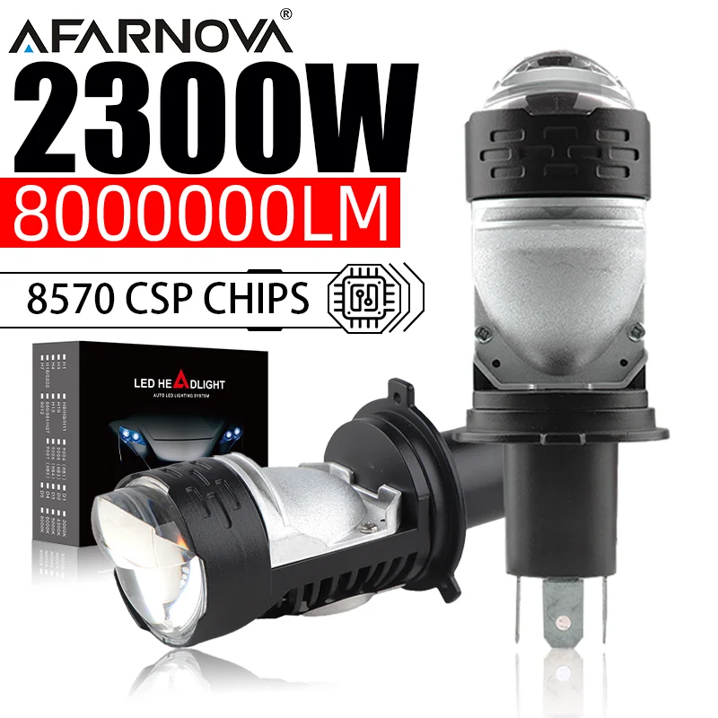

2300W 8000000LM High Power H4 Canbus Car Headlight Mini Lens LED Projector Bulb 6000K Super White Auto Motorcycle High Low Beam