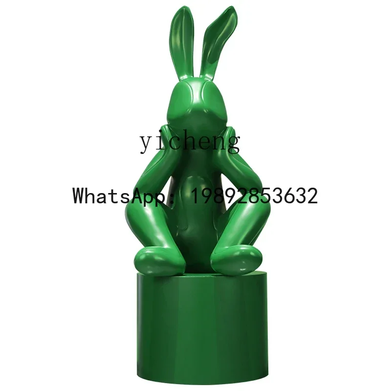 cartoon rabbit animal floor sculpture large ornament artwork fiberglass soft decoration kawaii decor