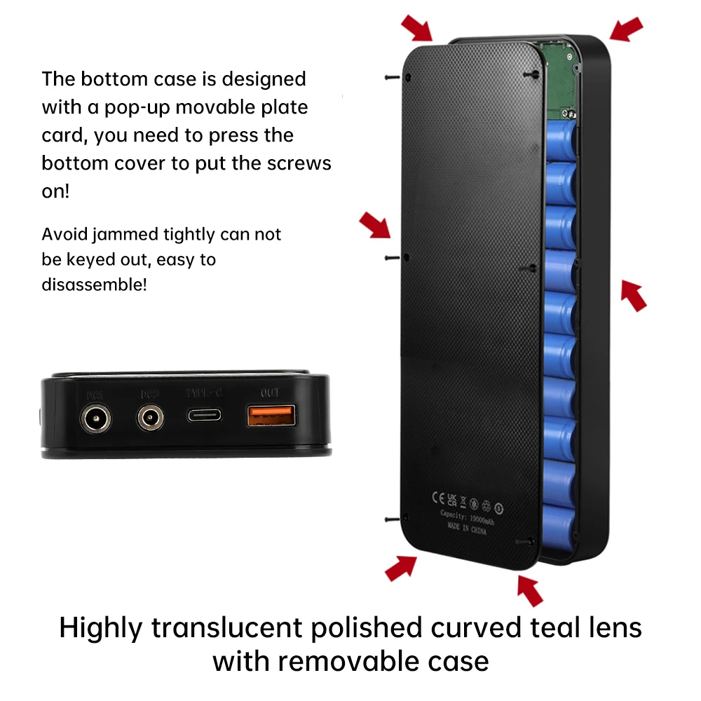 DIY 8*18650 10 *18650 Battery Power Bank Case Charge Storage Box PD QC 3.0 22.5W Fast Charge USB Type C Battery Holder Box