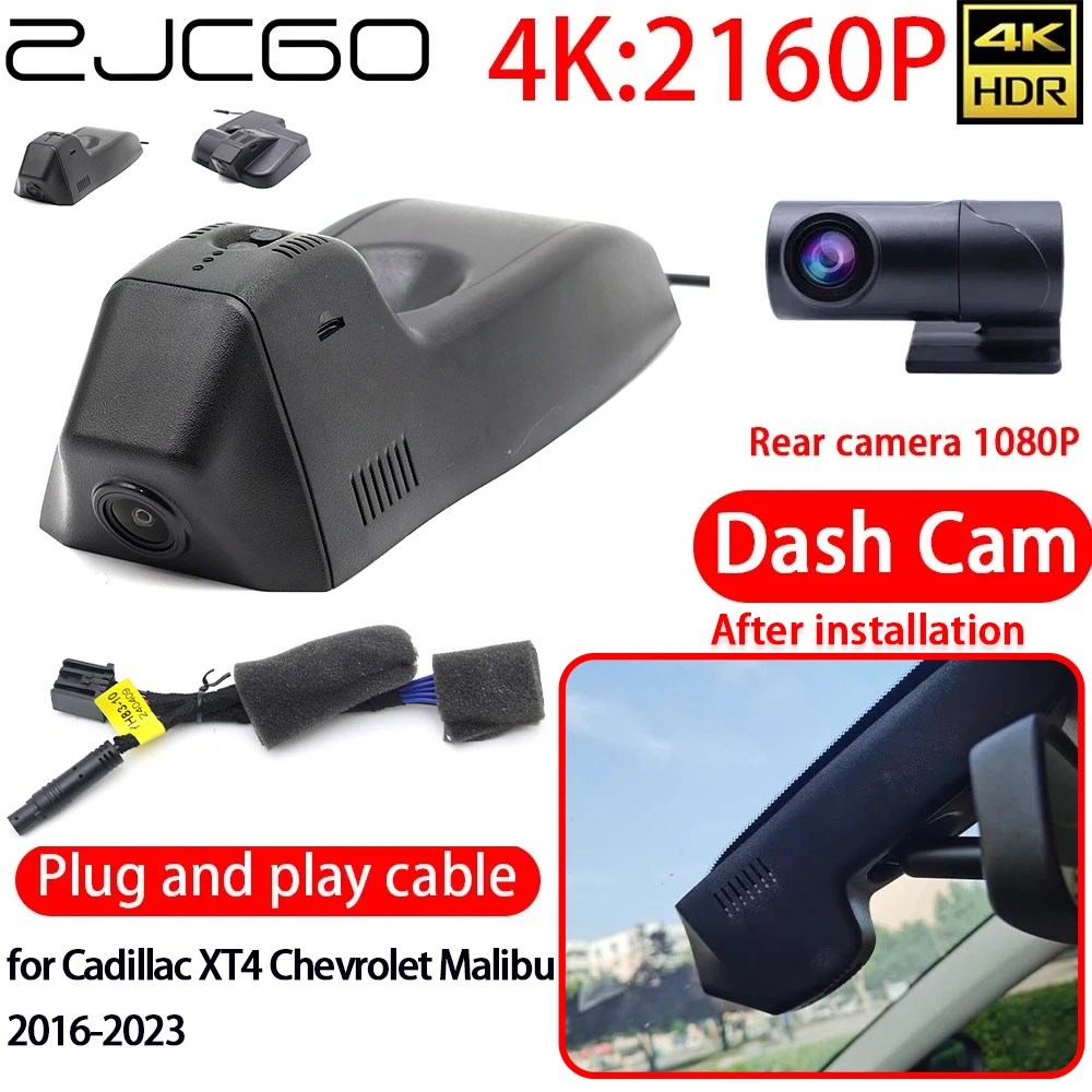 ZJCGO Cámara para Auto 4K DVR con Wifi, Cámara Delantera y Trasera, Monitoreo 24h para Cadillac XT4 Chevrolet Malibu 2016-2023