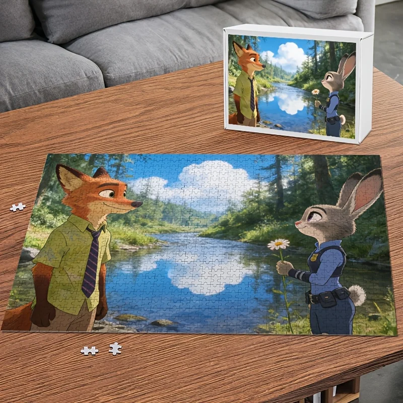 Puzzle de 1000 pièces Disney Zootopia Judy & Nick Wilde - Jeu de ville adapté aux adultes, défi d'anniversaire, casse-tête