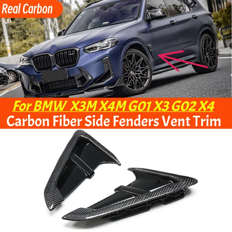 

X3m X4m Style Real Carbon Side Fender Air Wing Vent Trim For BMW X Series X3 G01 X4 G02 Carbon Fiber Fender Light Trim 2019 - Up