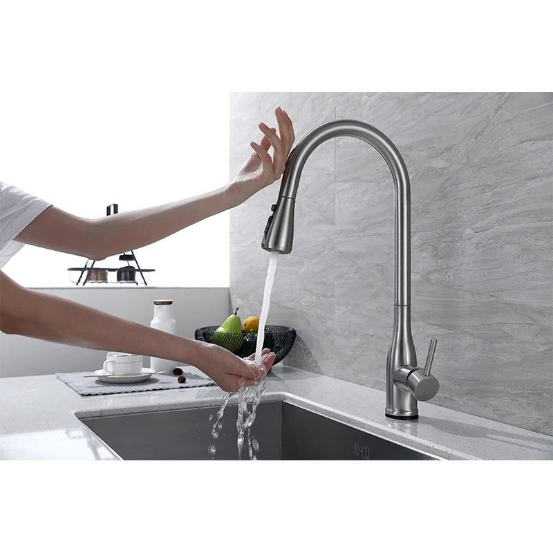 Kitchen Faucet Single Handle Touch Sensor Smart Sink Single Hole Hotel Use Water Tap