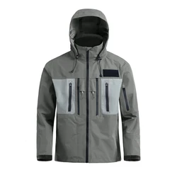 Men's Waterproof Fly Fishing Hiking Hood Jacket 3-layer Breathable Windproof Clothing Hardshell Coat