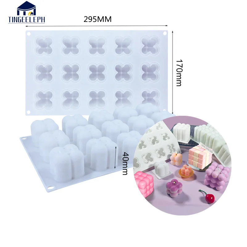 15/6  3D Cavities Mini Cube Plaster Mould Baking Mousse Cake Mold Silicone Square Bubble Dessert Molds Kitchen Bakeware Candle