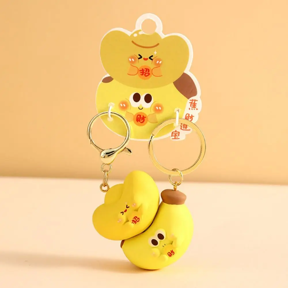 Fruit Doll Magnetic Keychain Pear Banana Persimmon Peanut Pendants Kawaii Cartoon Couple Magnetic Keyring Gifts for Lovers