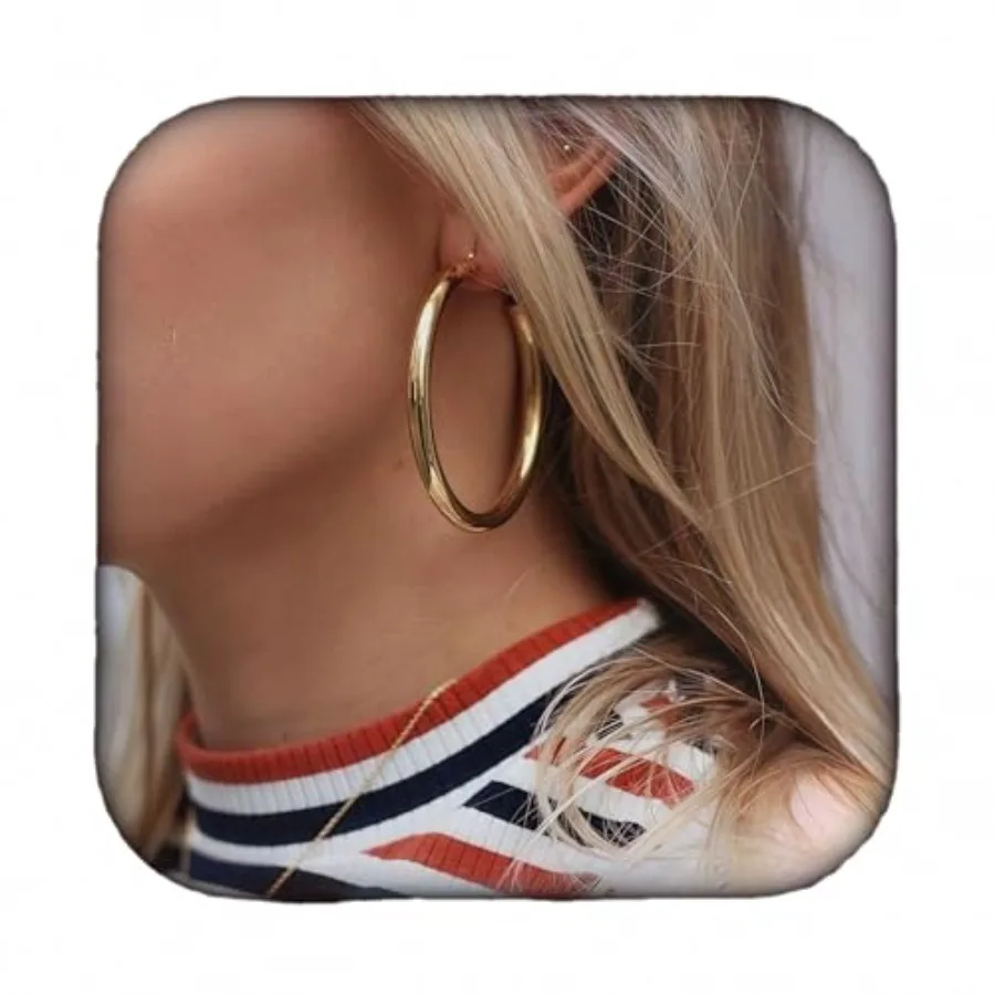 

Tube Hoop Earrings Gold Lightweight Large Earrings Women Fashion Jewelry
